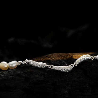 Bracelet perles baroques maillons irréguliers B1048
