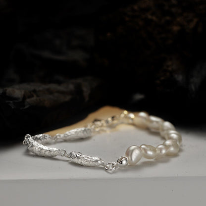 Bracelet perles baroques maillons irréguliers B1048