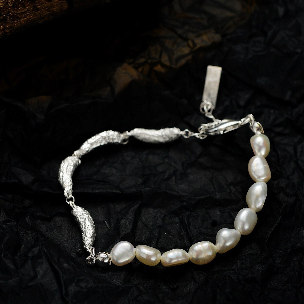Bracelet perles baroques maillons irréguliers B1048