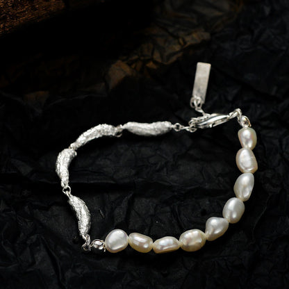 Bracelet perles baroques maillons irréguliers B1048