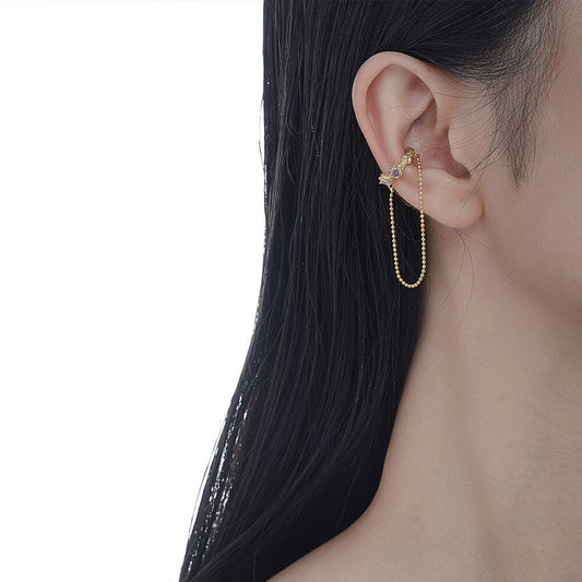 Manchette d'oreille créole en chaîne à billes texturée E1205 1 pièce