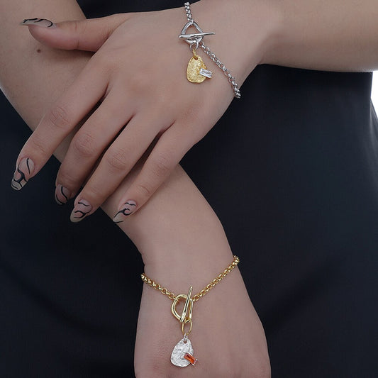 Bracelet texturé à barre en T irrégulière B1033