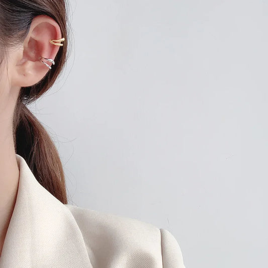 Boucle d'Oreille Clip en Fil Irrégulier 1103, 1 Pièce