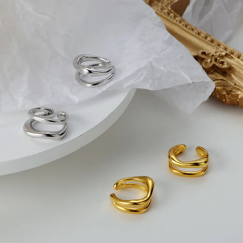 Boucle d'Oreille Clip en Fil Irrégulier 1103, 1 Pièce