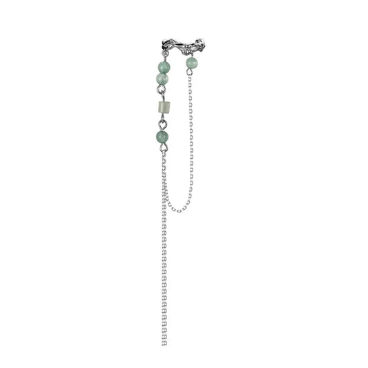 Manchette d'oreille à longue chaîne en perles de jade E1116, 1 pièce