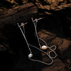 Boucle d'oreille longue chaîne en perles Borque E1179
