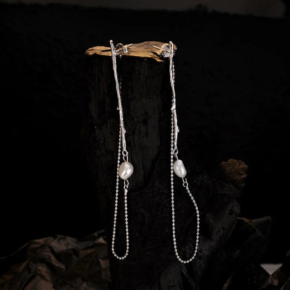 Boucle d'oreille longue chaîne en perles Borque E1179