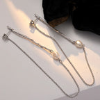 Boucle d'oreille longue chaîne en perles Borque E1179