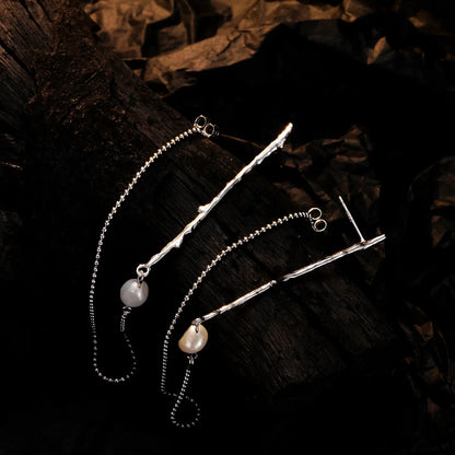 Boucle d'oreille longue chaîne en perles Borque E1179