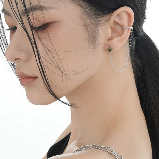 Boucle d'oreille longue chaîne CZ E1192, 1 pièce