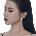 Boucle d'oreille longue chaîne en perles irrégulières E1227