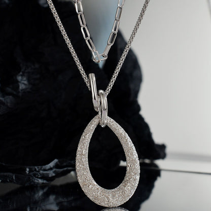 Collier pendentif en forme de larme mate N1011