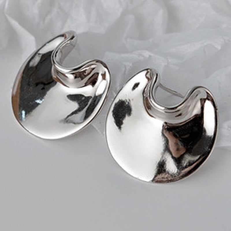 Boucles D'oreilles Solides Disque Décalé E1210