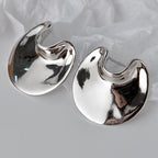 Boucles D'oreilles Solides Disque Décalé E1210