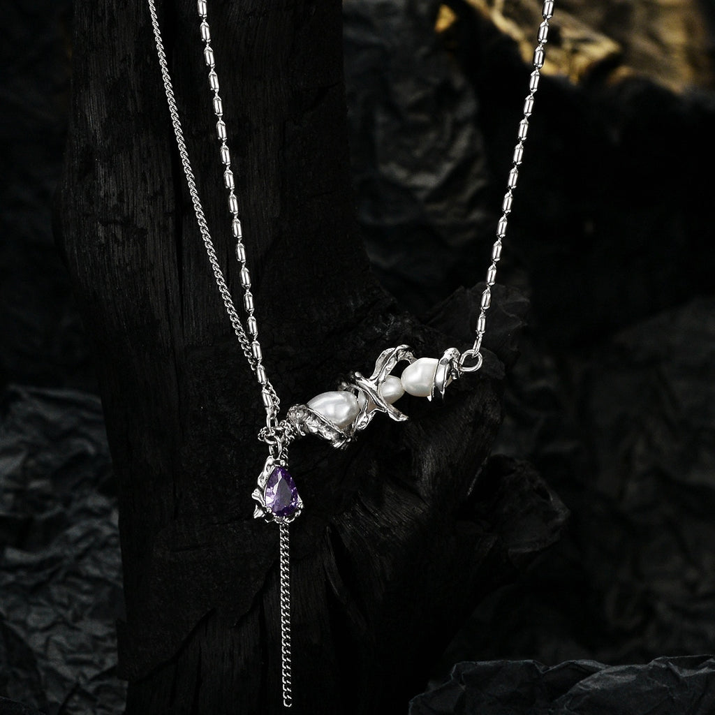 Collier multibrins avec accents de perles N1001