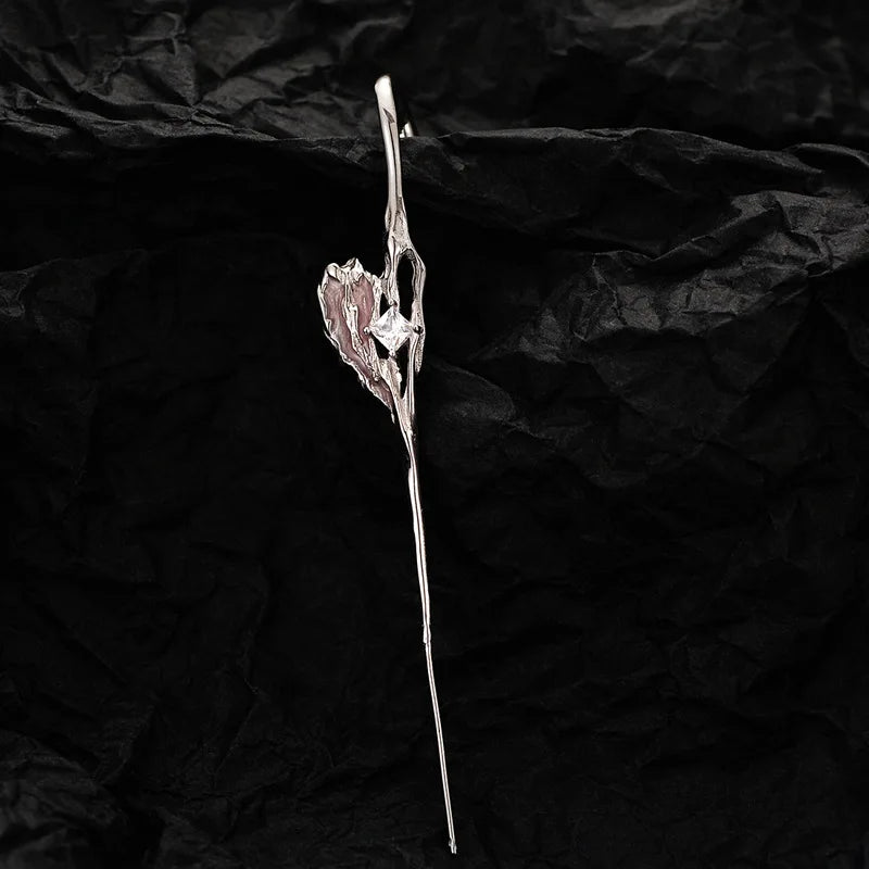 Manchette d'Oreille en Émail Rose E1110, 1 Pièce