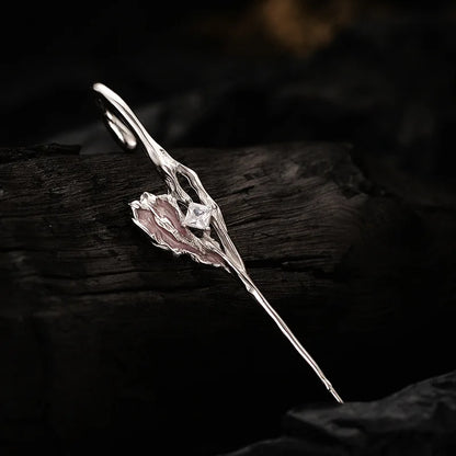 Manchette d'Oreille en Émail Rose E1110, 1 Pièce