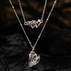Collier Coeur Émail Rose N1002
