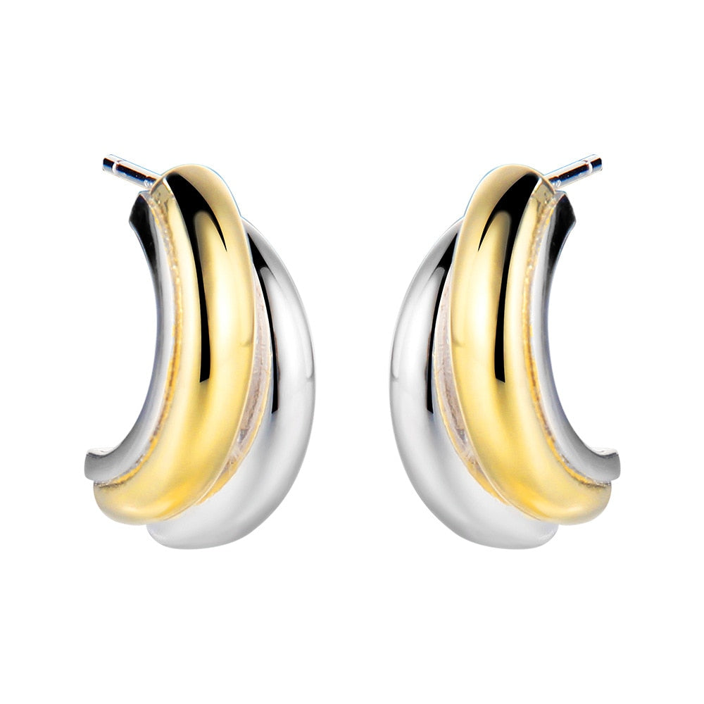 Boucles d'oreilles Huggie bicolores E1141