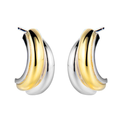 Boucles d'oreilles Huggie bicolores E1141