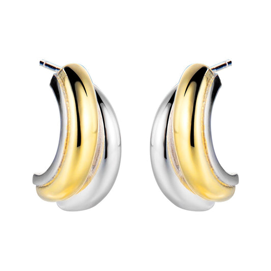 Boucles d'oreilles Huggie bicolores E1141