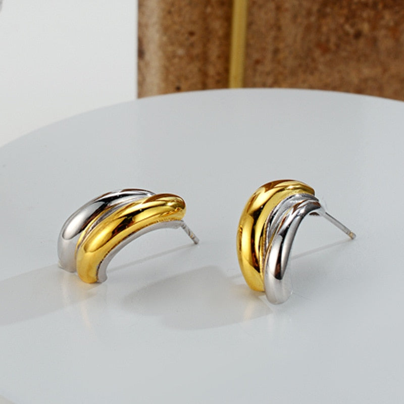 Boucles d'oreilles Huggie bicolores E1141