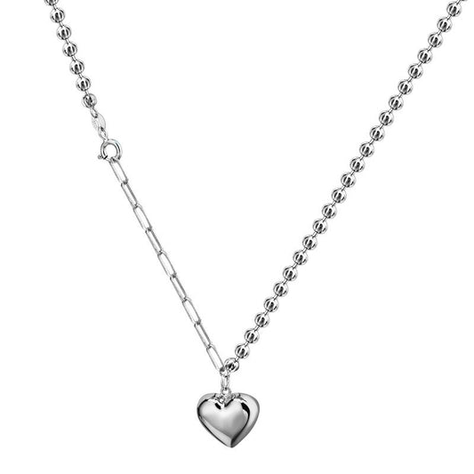 Collier chaîne boule à breloque coeur N1006