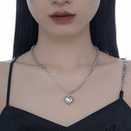Collier chaîne boule à breloque coeur N1006
