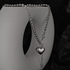 Collier chaîne boule à breloque coeur N1006