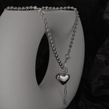 Collier chaîne boule à breloque coeur N1006