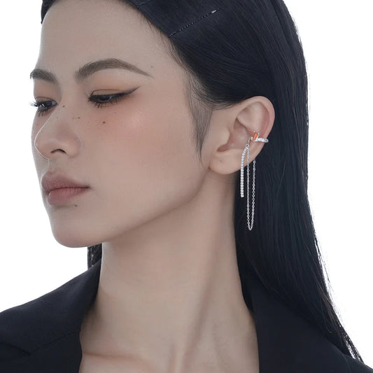 Boucle d'Oreille Irrégulière Chaîne CZ E1211, 1 Pièce