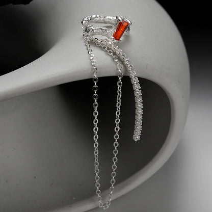 Boucle d'Oreille Irrégulière Chaîne CZ E1211, 1 Pièce