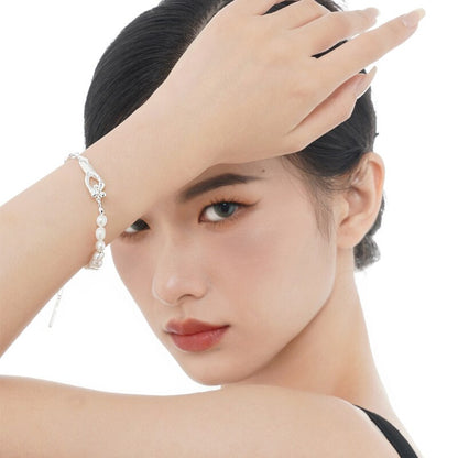 Bracelet de perles baroques à bande froissée B1046