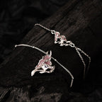Bracelet en émail rose coeur froissé B1003