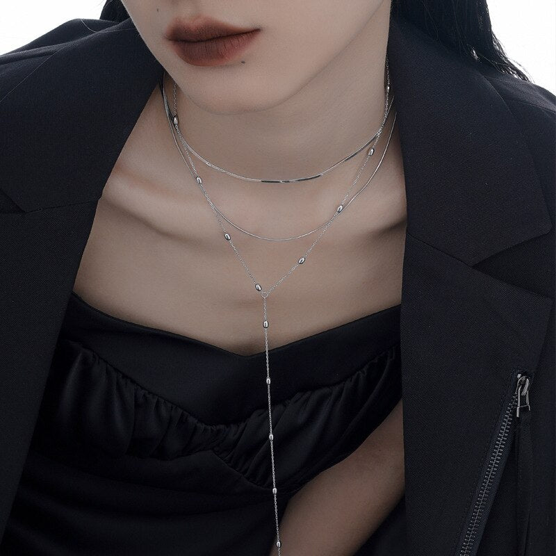 Collier de chaîne de câble perlé N1049