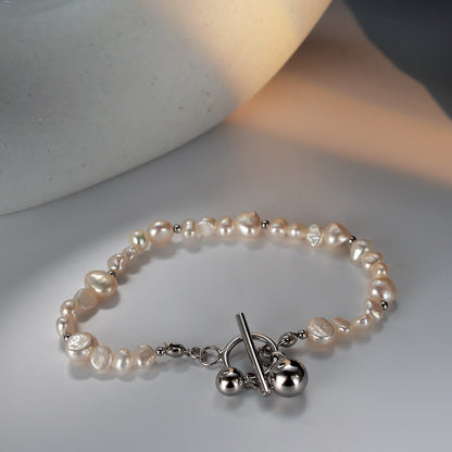 Bracelet barre en T en perles baroques B1032