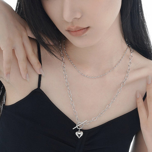 Pendentif coeur chaîne épaisse étirée N1050