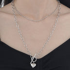 Pendentif coeur chaîne épaisse étirée N1050