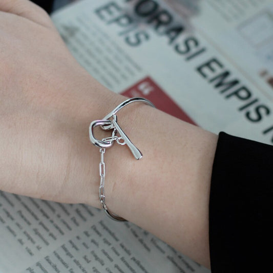 Bracelet barre en T en fil épais B1037