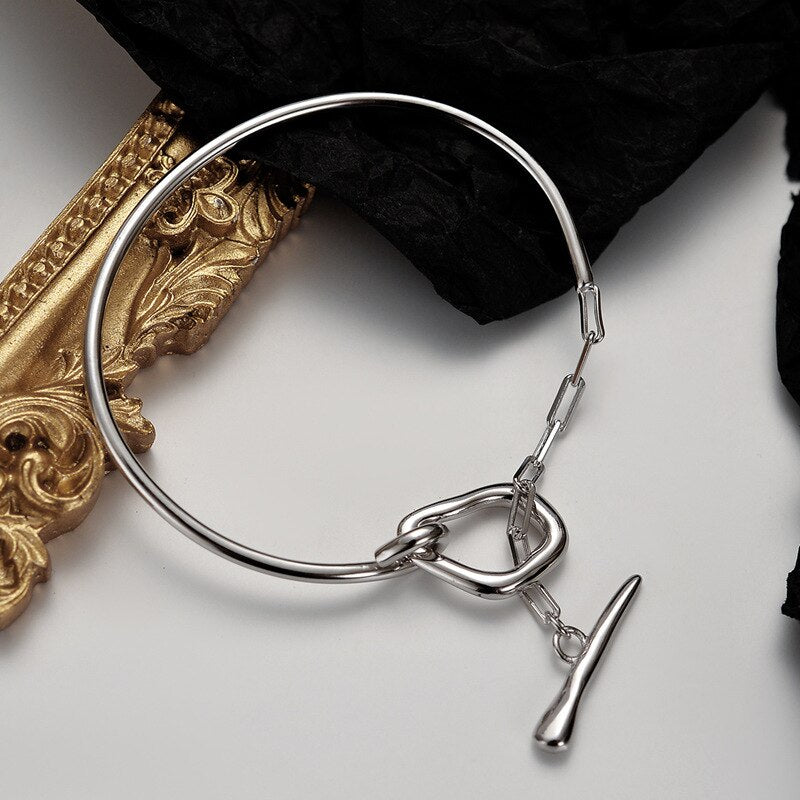 Bracelet barre en T en fil épais B1037