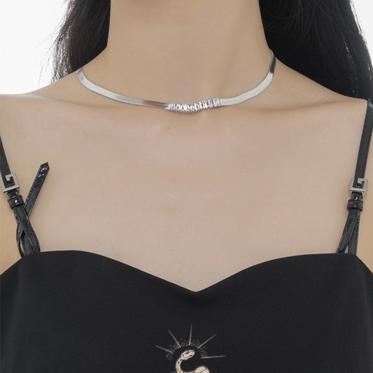Collier à chaîne serpent large en Zircon N1005