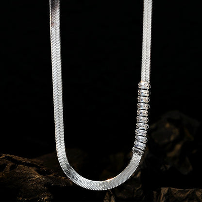 Collier à chaîne serpent large en Zircon N1005