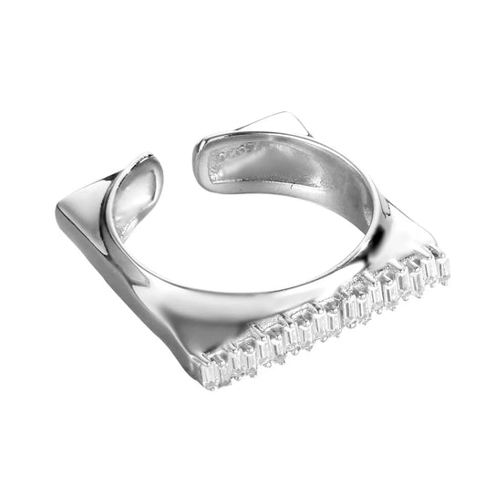 Bague chevalière carrée CZ R1233