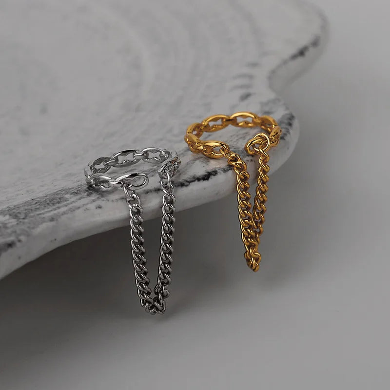 Clips d'Oreilles à Motif Chaîne E1006, 1 Pièce