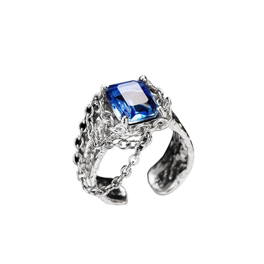 Bague épaisse enchaînée à pampilles R1211