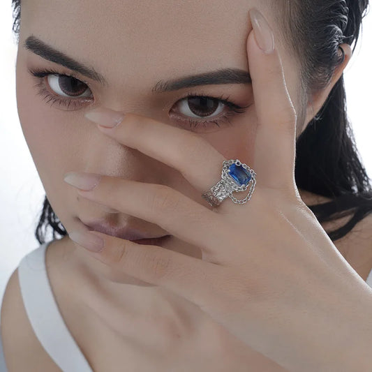 Bague épaisse enchaînée à pampilles R1211