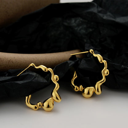 Créoles d'oreilles épaisses à motif de perles E1004