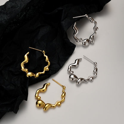 Créoles d'oreilles épaisses à motif de perles E1004