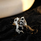 Bague CZ noire irrégulière épaisse R127