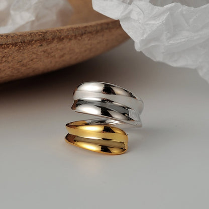 Bague fantaisiste cercles bicolores R1036